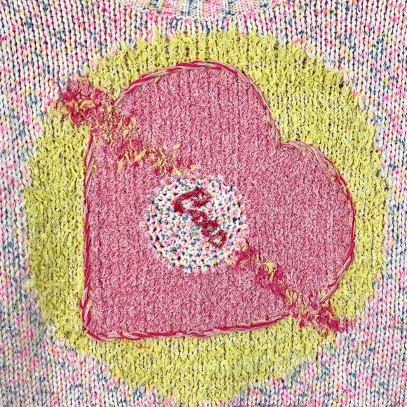 Chanel Multicolored Knit Short Sleeve Sweater With Heart Design Size 34 Womens - Picture 4 of 8